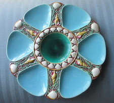 MINTON OYSTER Plate Majolica CERAMIC England 1323 VICTORIAN RD-March 20 1867 picture
