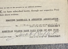 Jacob Ruppert Signed Contract Beckett Authenticated NY Yankees Owner picture