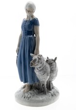 DAMAGED Bing and Grondahl 1958-1962 Girl with Sheep No. 2010 10.5
