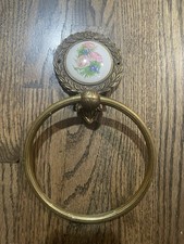 Valsan Portugal Solid Brass Porcelain Towel Ring Classic Design Vintage Rare picture