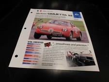 1959-1963 Alfa Romeo Giulietta SZ Spec Sheet Brochure Photo Poster 62 61 60 picture