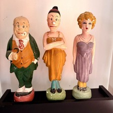 Vintage THREE Chalk Ware Bringing Up Father 1944 figurines Maggie Jiggs Nora picture