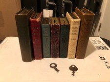 Book Bank Lot of 7 Piggy Still Banks 1930s Propaganda / 2 Keys picture