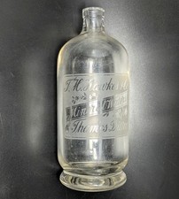 Antique Mineral Water Bottle T.H. Hawkes & Co Thames Ditton Siphon Victorian  picture