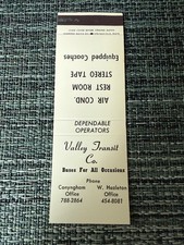 Vintage Valley Transit Co. Matchbook - Springfield MA Advertising picture