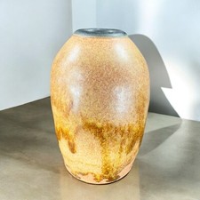 Vintage Hand Made Pottery Vase Vessel Brown Drip Glaze Artists Marked Vase VTG picture