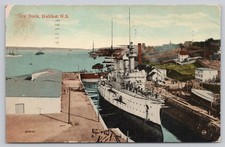 Halifax Nova Scotia Dry Dock Warship Harbor Divided Back Era Postcard picture