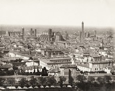 Bologna Italy Cityscape Panorama Towers Architecture Rooftops Vtg. Photo 19thC. picture