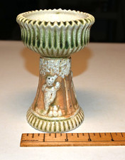 Circa 1915-1925 Roseville Pottery Donatello Pattern Ceramic Compote-Shaped Vase picture