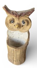 Vintage Studio Pottery Owl Toothpick Holder BOHO Folk Art Figurine Handmade picture