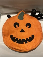 VTG 1960’s HALLOWEEN CANDY SOFT CLOTH BAGS - JACK-O-LATERN FACE Clean & 1 Set picture