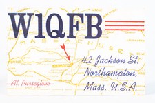 1947 Amateur Ham Radio QSL Card Northampton Mass W1QFB Al Purseglove picture