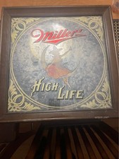 Vintage Miller High Life 1980 Witch On The Moon Mirror Bar Sign 19x19 picture