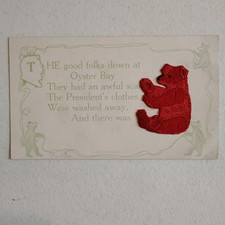 Antique Teddy Bear Postcard President Teddy Roosevelt Red Embroidered picture