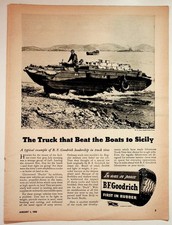 BFGoodrich WWII DUKW Amphibious Truck Military Tires 1944 Vintage Magazine Ad picture