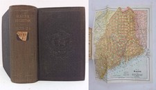 1923 antique MAINE BUSINESS DIRECTORY w FOLDOUT MAP history ads genealogy picture