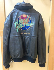 Vintage early 90’s Planet Hollywood Las Vegas Embroidered Black Leather Jacket  picture