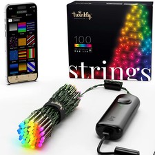 Twinkly Strings Green Wire Christmas Lights, Multicolor, 100 RGB LED, 26.2ft picture
