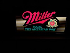 Vintage Miller Beer Lighted Sign - Made the American Way - 1985 picture