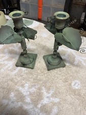 Vintage Solid Brass 3-5856 Leaf Design Candle Stick Holders Pair picture