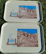 2 Rare Vtg Mount RUSHMORE Cafeteria Trays Retired National Monument Cafe Diner picture