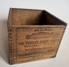 Antique c1920 American Crayon Co Perfect School Chalk Wood Box Sandusky OH picture