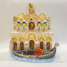 Venice Italy St Mark’s Basilica Gondola Glass Christmas Ornament 4.75” picture