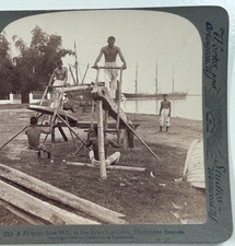 A Filipino Saw Mill, in the Island of Cebu, Philippine Islands Stereoview Card picture