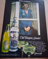 1972 print ad - VAMPIRE Gimlet Smirnoff Vodka Rose's Lime GIRL advertising page picture