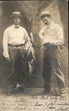 Albion Michigan MI Two Men with Fish Fishing Gear Studio Image RPPC c1910 bhn picture