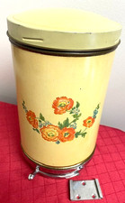 Rare Hall Orange Poppy Wall Mount Tin Flour Cannister w/ Portion Measure Bottom picture