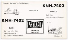 Vintage KNH-7402 CB Radio QSL Card St. Joseph MO Skylark Drive-In Theatre picture
