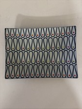 Jonathan Adler Multicolor LOOPS Pattern Glass Trinket Dish Valet Tray 4.25”x6” picture