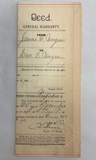 Antique 1895 Enid Oklahoma Territory Warranty Deed Garfield County James Unger picture