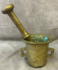 ANTIQUE SKULTUNA BRASS PESTLE MORTAR SET, C.1890-1922 picture
