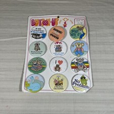 NOS VINTAGE LOT BUTTON UP JUST FOR FUN 12 PINBACKS BUTTONS Display NOVELTY L1 picture