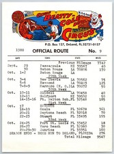 Clyde Beatty-Cole Bros Circus 1988 Official Route No. 9 Paper Route Card picture