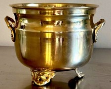 Vintage Solid Brass Ornate Planter Pot picture