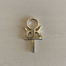 Vtg Ankh Handmade Silver 60's Hippie 70s Disco Roach Clip Cigarette Holder sty4S picture