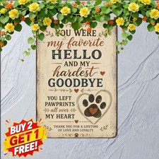 Pawprints Left Behind Memorial Pet Dog Remembrance Retro Metal Tin Sign 8x12 picture