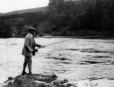 Lord Allenby fishing on a river 1929 Historic Old Photo picture