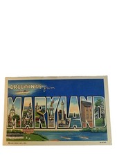 Linen Greetings From Maryland Postcard Unposted D462 picture