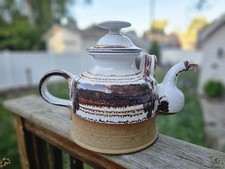Karin and Erling Heerwagen (Denmark) Hand-painted and Glazed Teapot Vtg (1980) picture