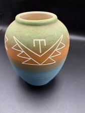Vintage Sioux Pottery Swift Eagle Signed Vase Rapid City SD Native American Art picture