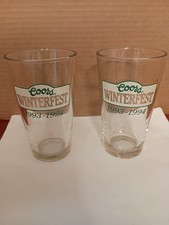 Coors Winterfest Beer 1993-94 Pint Glass Set of 2,  New Vintage NOS picture