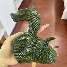 1.8LB 5.9'' Natural Xiuyan Jade Snake Carving Crystal Healing Decor Quartz picture