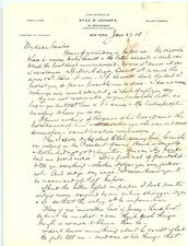 1908 NYC lawyer letter re: personal, legal, finance matters picture