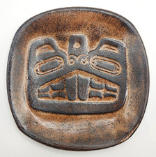 Haida Beaver B.C. Clay Pottery Dish Primitive Native Canadian Art Trinket Dish picture