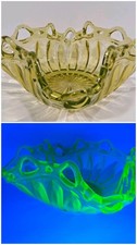 Antique large uranium glass bowl vase dugan hawkes 11.75