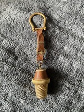 old antque vintage keychain Lord Patent thimble and thread picture